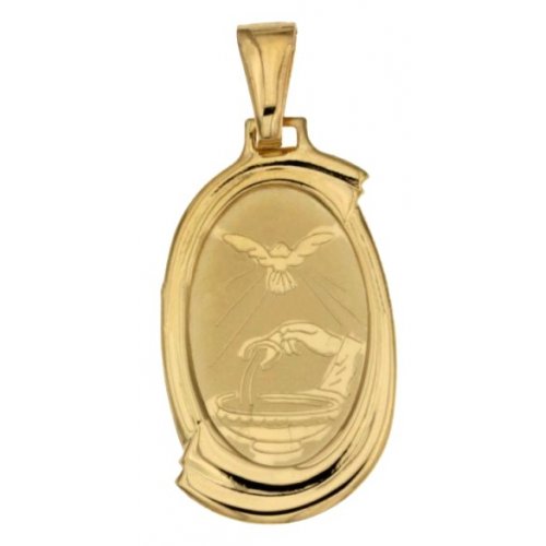 Yellow Gold Baptism Medal Pendant 803321710093