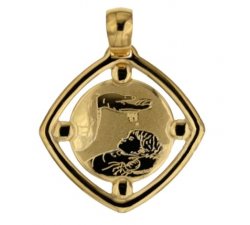 Yellow Gold Baptism Medal Pendant 803321714896