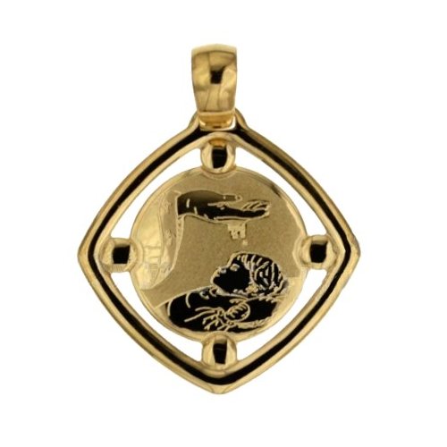 Yellow Gold Baptism Medal Pendant 803321714896