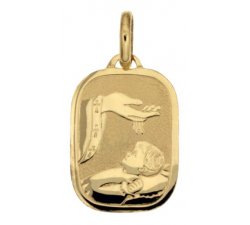 Yellow Gold Baptism Medal Pendant 803321712074