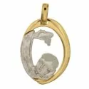 Yellow White Gold Baptism Medal Pendant 803321714908