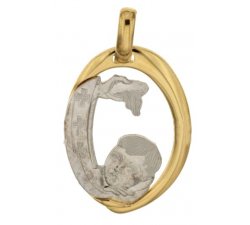 Yellow White Gold Baptism Medal Pendant 803321714908