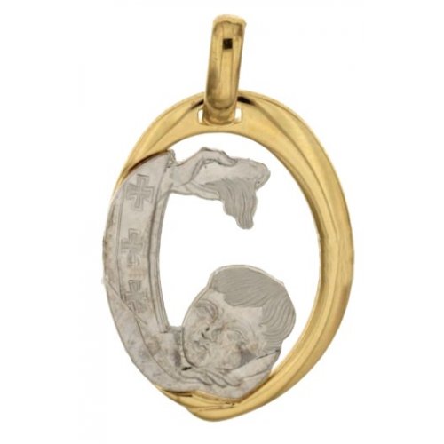 Yellow White Gold Baptism Medal Pendant 803321714908