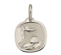 Medal Pendant for Baptism White Gold 803321714914