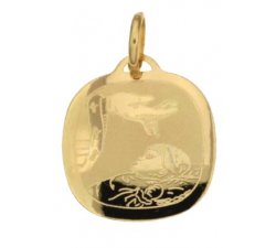 Yellow Gold Baptism Medal Pendant 803321714922