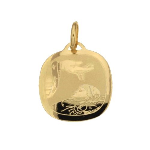 Yellow Gold Baptism Medal Pendant 803321714922