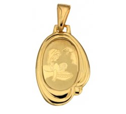 Yellow Gold Baptism Medal Pendant 803321714962