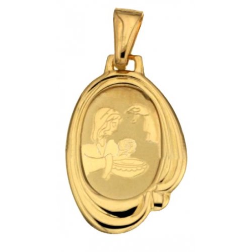 Yellow Gold Baptism Medal Pendant 803321714962