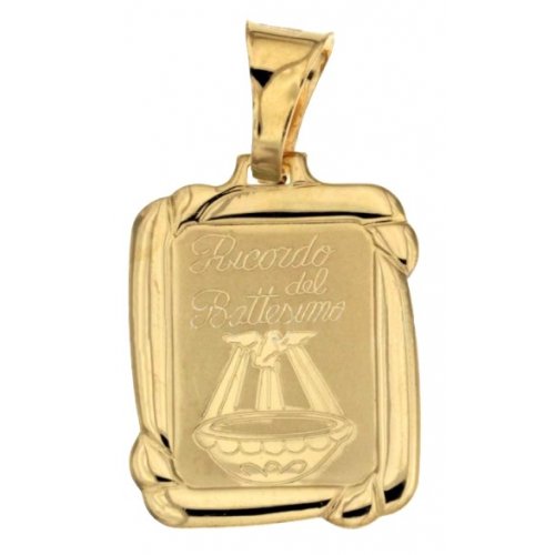 Yellow Gold Baptism Medal Pendant 803321714983