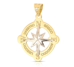 Kompassrosen-Anhänger aus 18-karätigem Gelb- und Weißgold GL102513