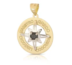 Ciondolo Rosa dei Venti Oro Bianco Giallo 18kt GL102516
