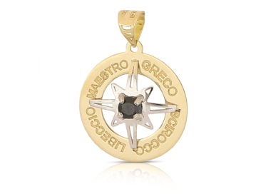 Ciondolo Rosa dei Venti Oro Bianco Giallo 18kt GL102516