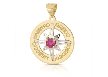 Ciondolo Rosa dei Venti Oro Bianco Giallo 18kt GL102517