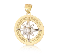 18kt White and Yellow Gold Compass Rose Pendant GL102518