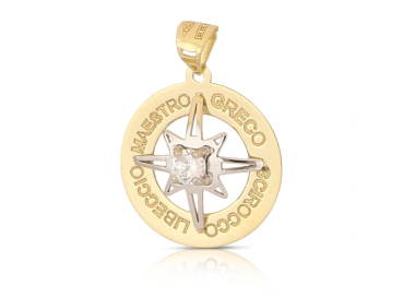 Ciondolo Rosa dei Venti Oro Bianco Giallo 18kt GL102518