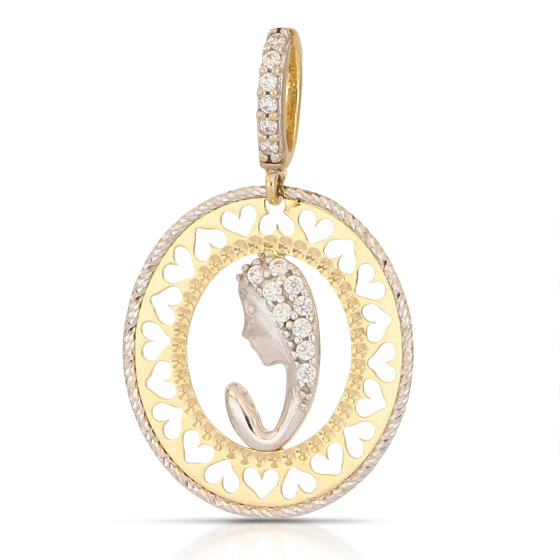 Madonna-Anhänger, 18 Karat Weiß- und Gelbgold, GL102545 Madonna-Anhänger, 18 Karat Weiß- und Gelbgold, GL102545