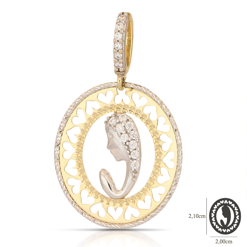 Madonna-Anhänger, 18 Karat Weiß- und Gelbgold, GL102545 Madonna-Anhänger, 18 Karat Weiß- und Gelbgold, GL102545