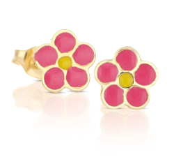 Women's earrings with yellow gold flowers 803321729106