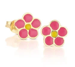 Damenohrringe mit Gelbgoldblumen 803321729106