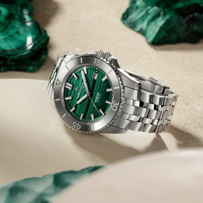 Venezianische Herrenuhr Nereide Malachit - 4521544S Venezianische Herrenuhr Nereide Malachit - 4521544S