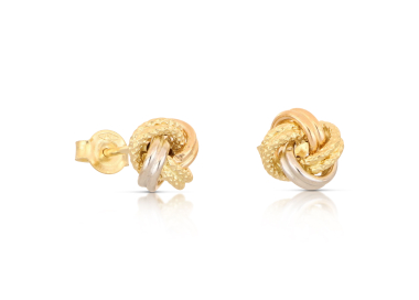 18kt White Yellow Rose Gold Knot Earrings GL102587