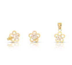 18kt Yellow Gold Pendant Earrings Parure Set GL102588