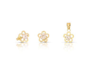 18kt Yellow Gold Pendant Earrings Parure Set GL102588