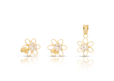 18kt Yellow Gold Pendant Earrings Parure Set GL102589
