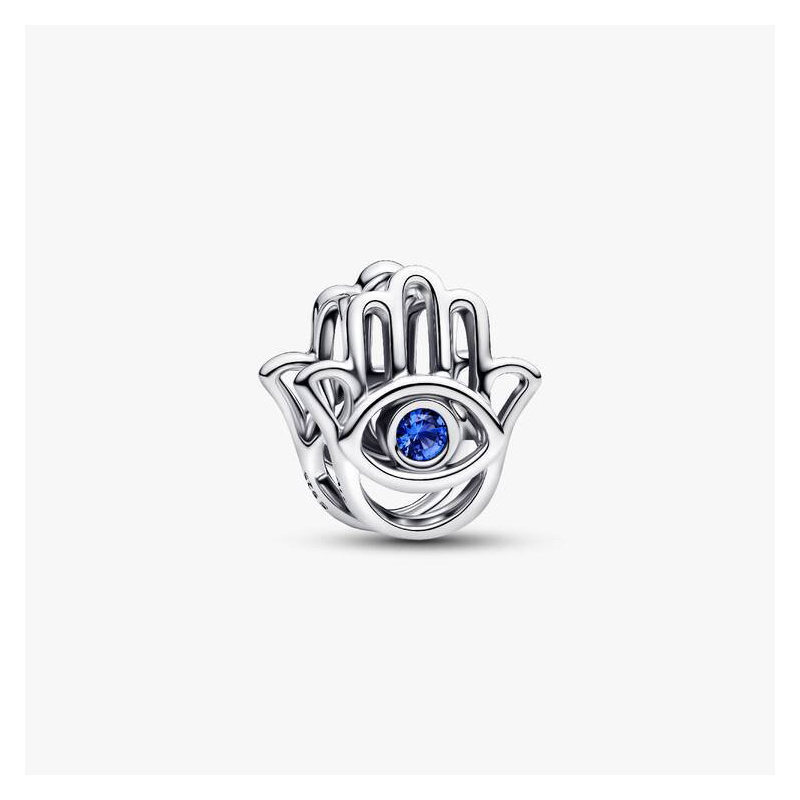 Pandora Durchbrochener Hand-von-Fatima-Charm aus blauem Stein 794062C01 Pandora Durchbrochener Hand-von-Fatima-Charm aus blauem Stein 794062C01