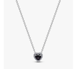 Collana Pandora Cuore in Rilievo Nero 398425C03-45