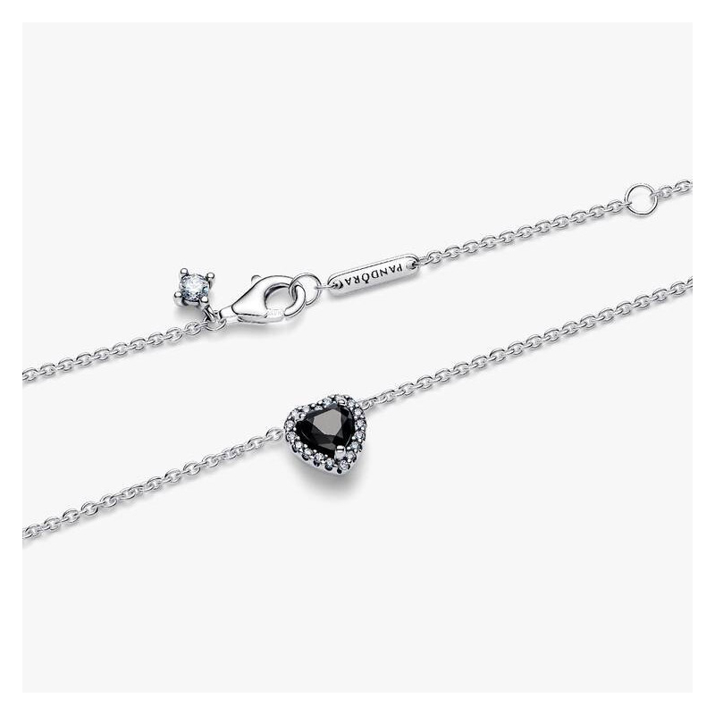 Pandora Black Embossed Heart Necklace 398425C03-45