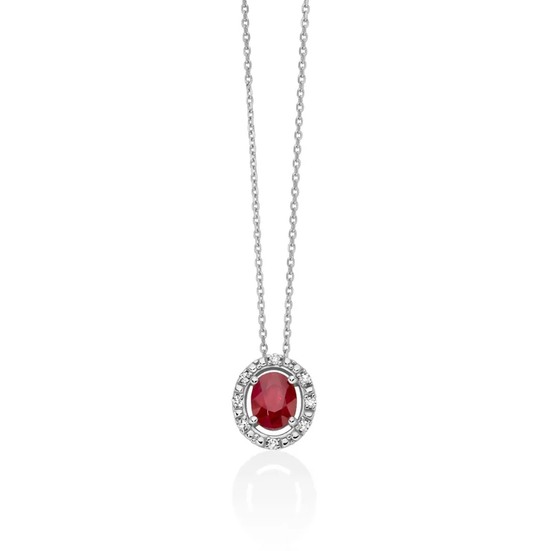 Collana Donna Miluna Oro Bianco Rubino Diamanti CLD5504X Collana Donna Miluna Oro Bianco Rubino Diamanti CLD5504X