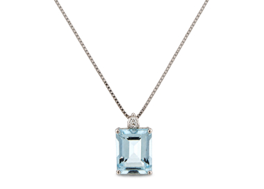 Collana Donna Promesse Gioielli Acquamarina Diamanti PDVA9