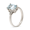 Women's Promise Ring Aquamarine Diamond Jewelry ADVA8