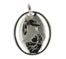 White Gold Baptism Medal Pendant 803321714873