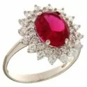 Woman Ring White Gold Red Stone 803321732003