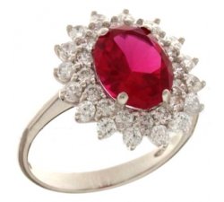 Anello Donna Oro Bianco Pietra Rossa 803321732003