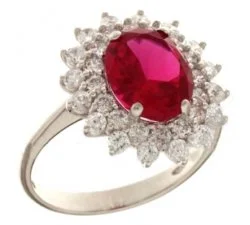 Damenring Weißgold Roter Stein 803321732003