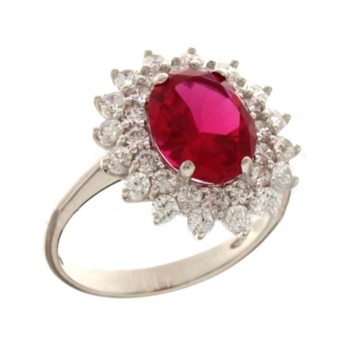 Woman Ring White Gold Red Stone 803321732003