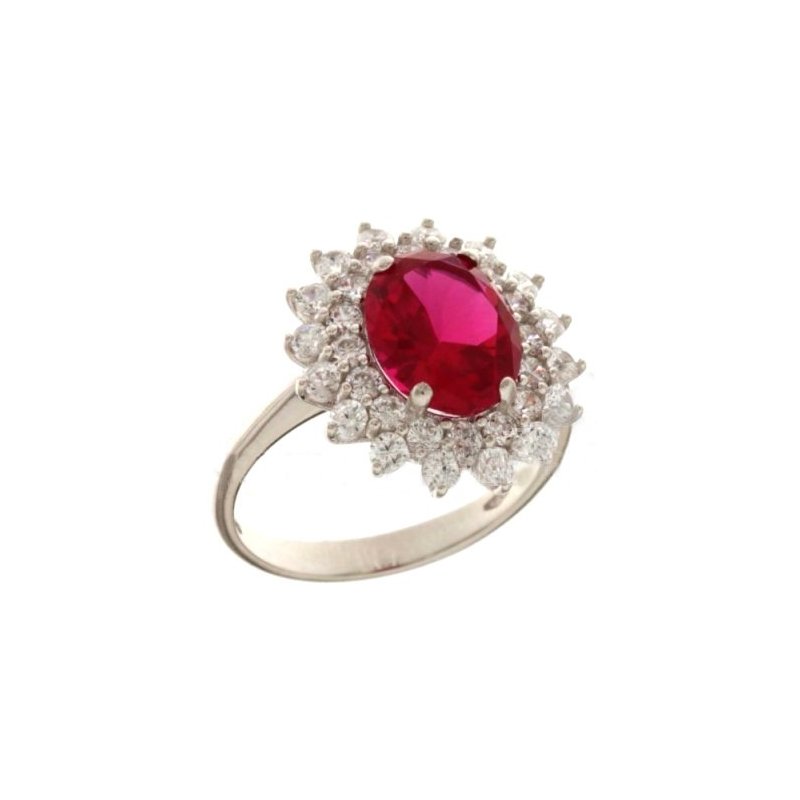 Woman Ring White Gold Red Stone 803321732003