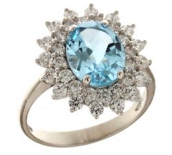 Woman Ring White Gold Blue Stone 803321732006