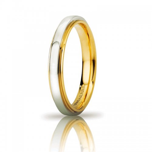 Fede Nuziale UNOAERRE Cassiopea Slim 3mm Oro giallo bianco Brillanti Promesse