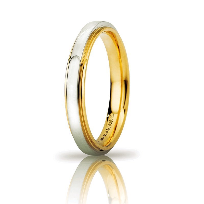 UNOAERRE Cassiopea Slim Wedding Ring 3mm Yellow White Gold Brilliant Promises