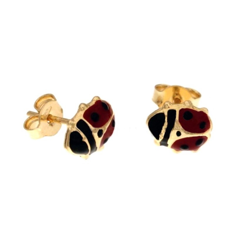 Ladybug Woman Earrings in Yellow Gold 803321703253