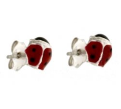 Ladybug Woman Earrings in White Gold 803321729109