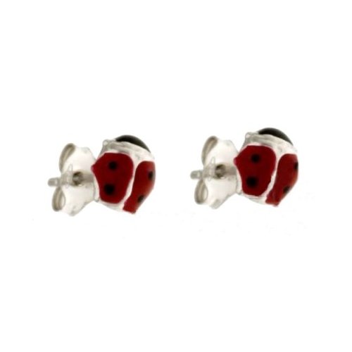 Ladybug Woman Earrings in White Gold 803321729109