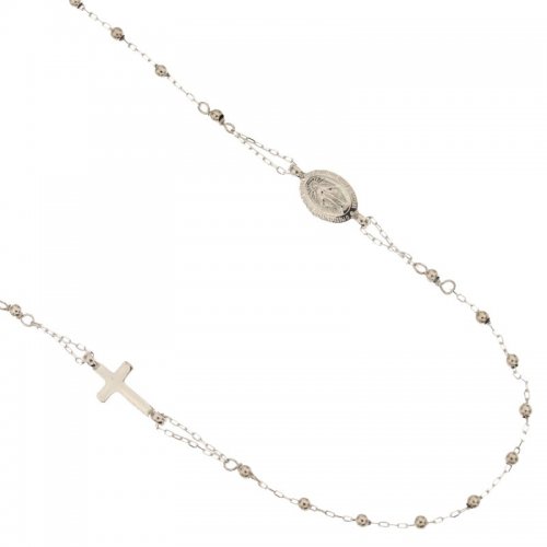 Round Rosary Necklace White Gold 803321734910