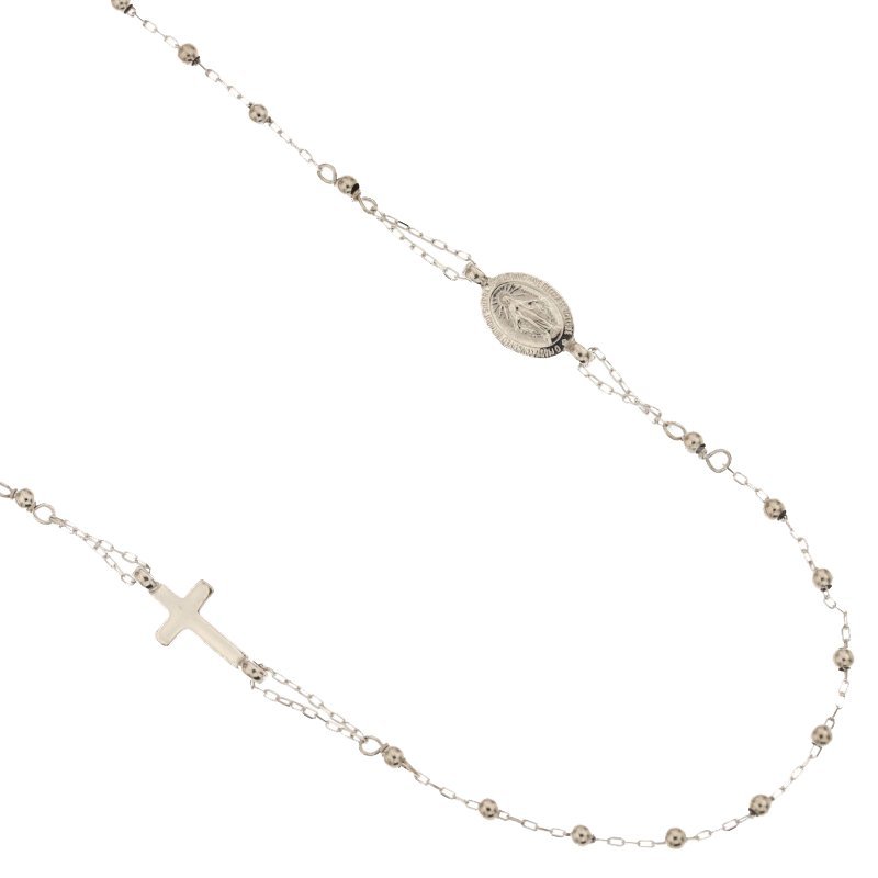 Round Rosary Necklace White Gold 803321734910