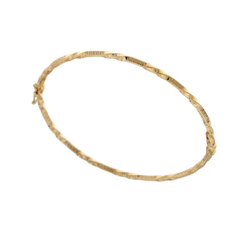 Bracciale Rigido CARISSIMA In Oro Giallo 9 Carati Con Cuore E Diamanti 0.15ct – Gioiello Italiano