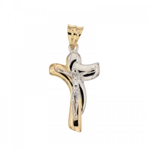 Yellow and White Gold Men's Cross 803321723926